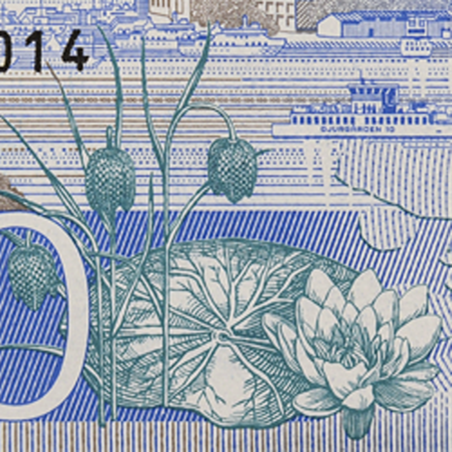 100-kronorssedel motiv blommor bak)