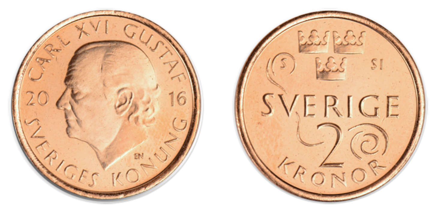 2-krona, fram- och baksida)