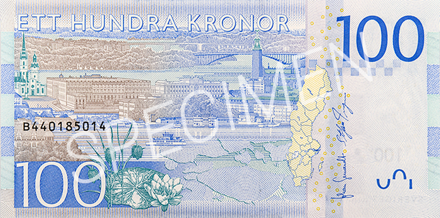 100-kronorssedel baksida)