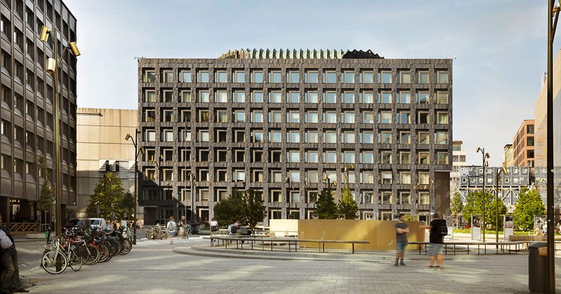 Bilden visar Riksbankens hus på Brunkebergs torg i Stockholm.