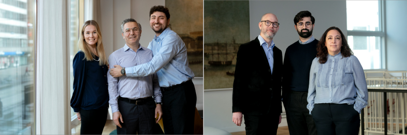 Två bilder som kollage med fyra män och två kvinnor