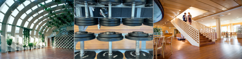 Interiör i riksbankshuset samt gymvikter