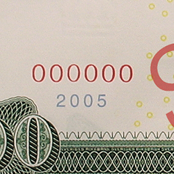 Sedelnummer säkerhetsdetalj minnessedel fram