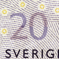 20-kronorssedel genomsiktsbild fram