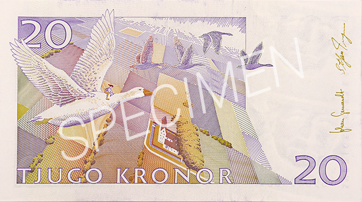 Ogiltig 20-kronorssedel, baksida