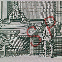 Papperstillverkning, motiv minnessedel bak