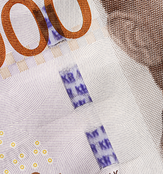 1000-kronorssedel säkerhetsband fram