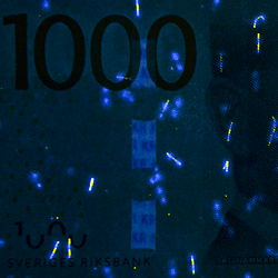1000-kronorssedel UV-fibrer fram