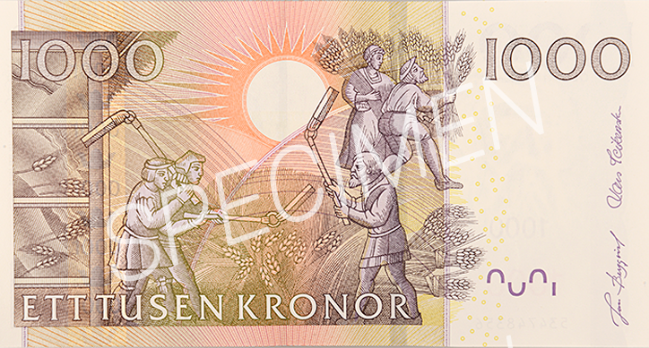 Ogiltig 1000-kronorssedel, baksida