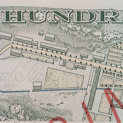 Tumba bruk, motiv minnessedel bak