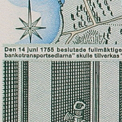 Minitext säkerhetsdetalj minnessedel bak